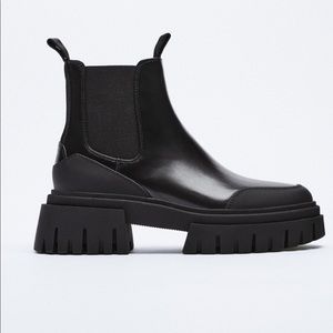 Zara low heeled lug sole ankle boots
